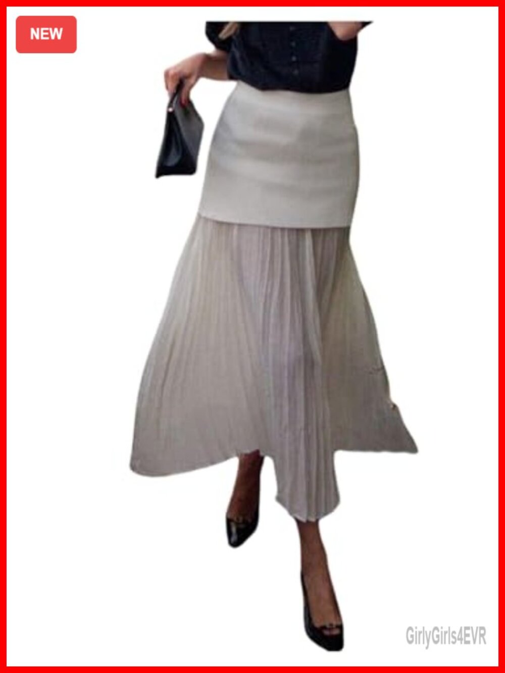 Women's Elegant Mesh Pleated High Waisted Long Skirt Office Wear